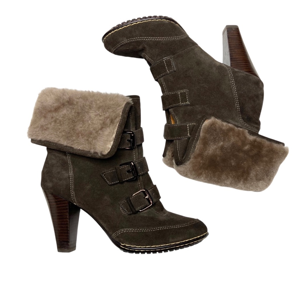 Sofft Brown Ankle Boots with Fur Lining